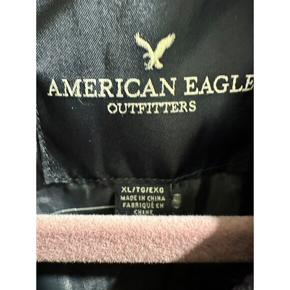 ✌️ 2/$40 ✌️American Eagle XL Denim Varsity Jacket With Honestly Script - Picture 4 of 7